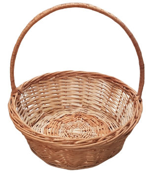 Плетеная корзина с ручкой  Круглая из ивовой лозы, размер 4XL/ Диаметр - 50 см